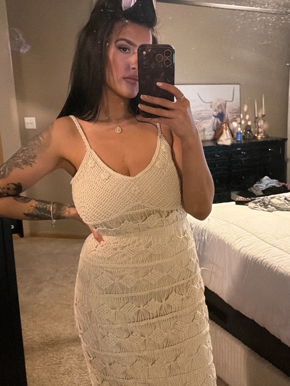 Rebellion Cream Crochet Midi Dress